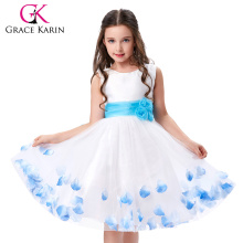 Grace Karin Sleeveless White Flower Girls Dress One Piece Birthday Party Dresses CL4607